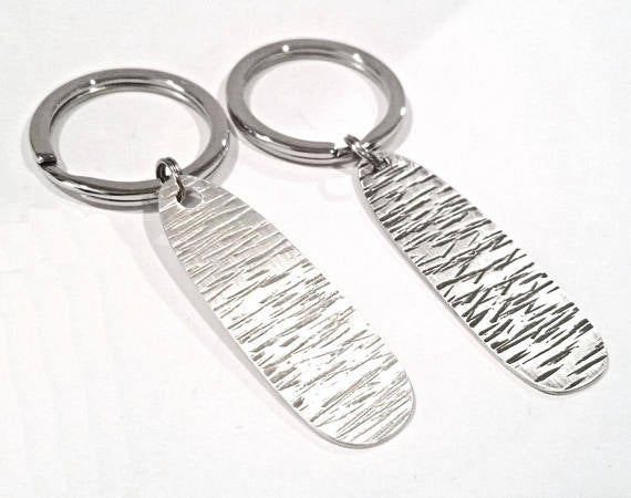 line pattern handmade sterling silver keychain