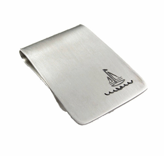 Sailing Over the Waves Money Clip Bronze  Sterling Silver Personalized