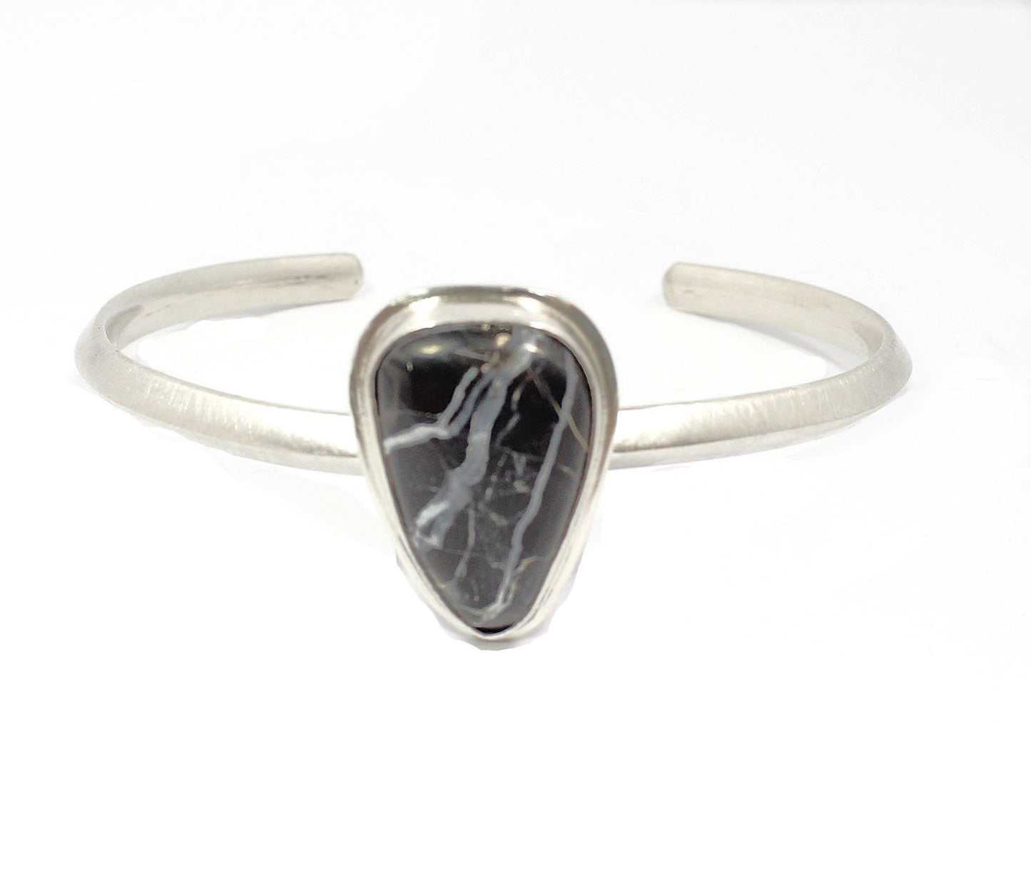 Black and White Sterling Silver Cuff Bracelet