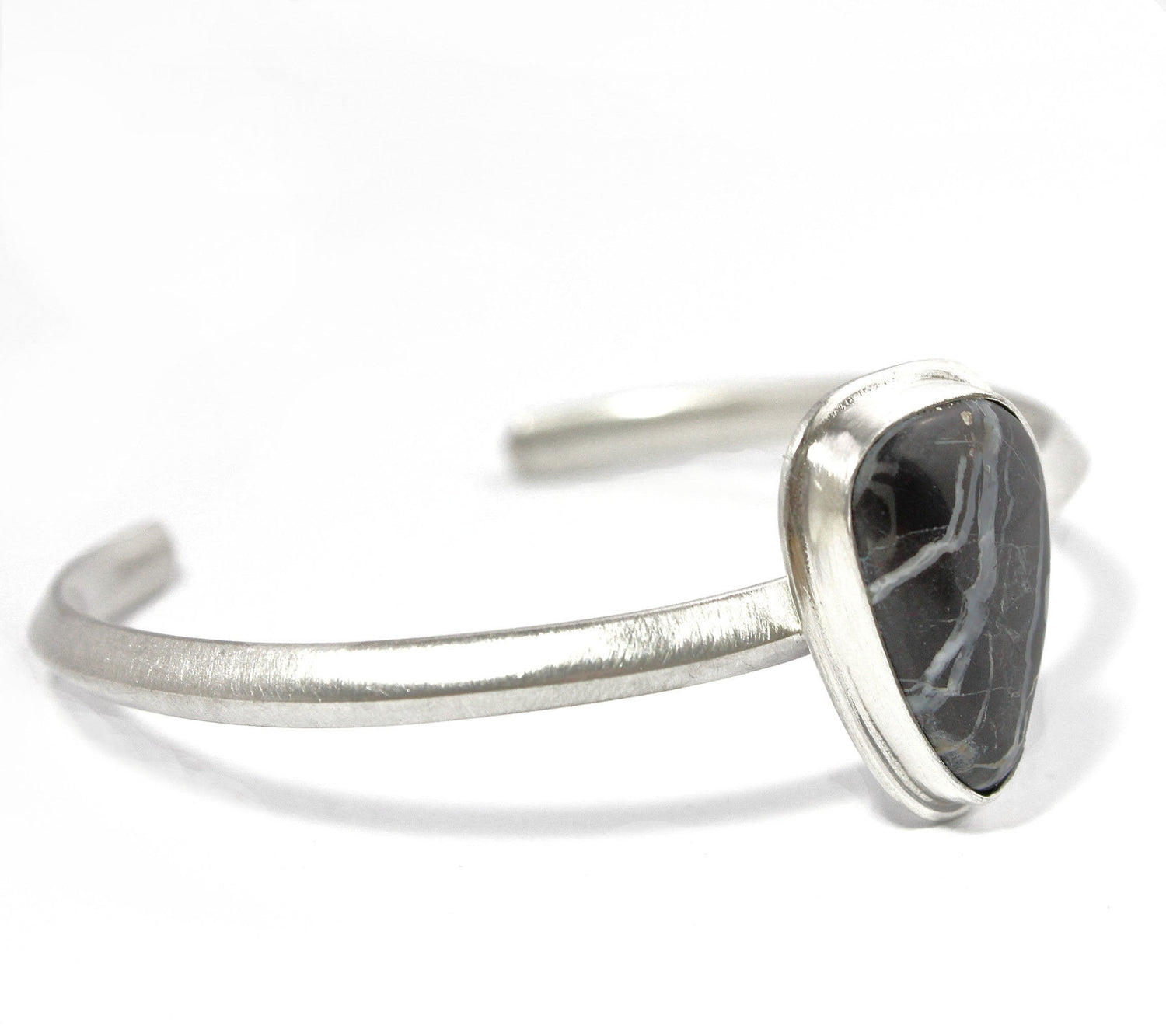 Black and White Sterling Silver Cuff Bracelet