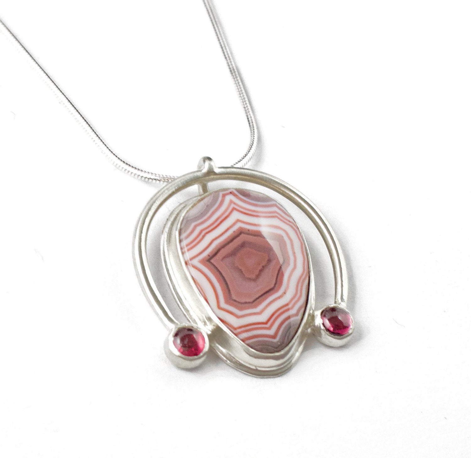 Wave Hill and Garnet Sterling Silver Pendant