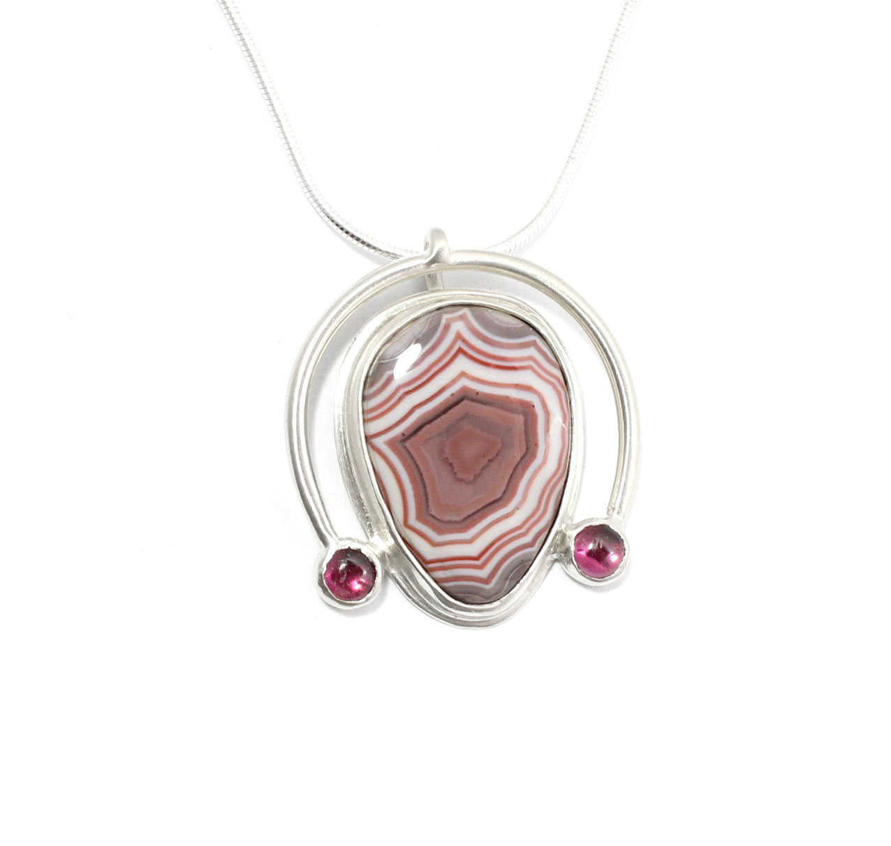 Wave Hill and Garnet Sterling Silver Pendant