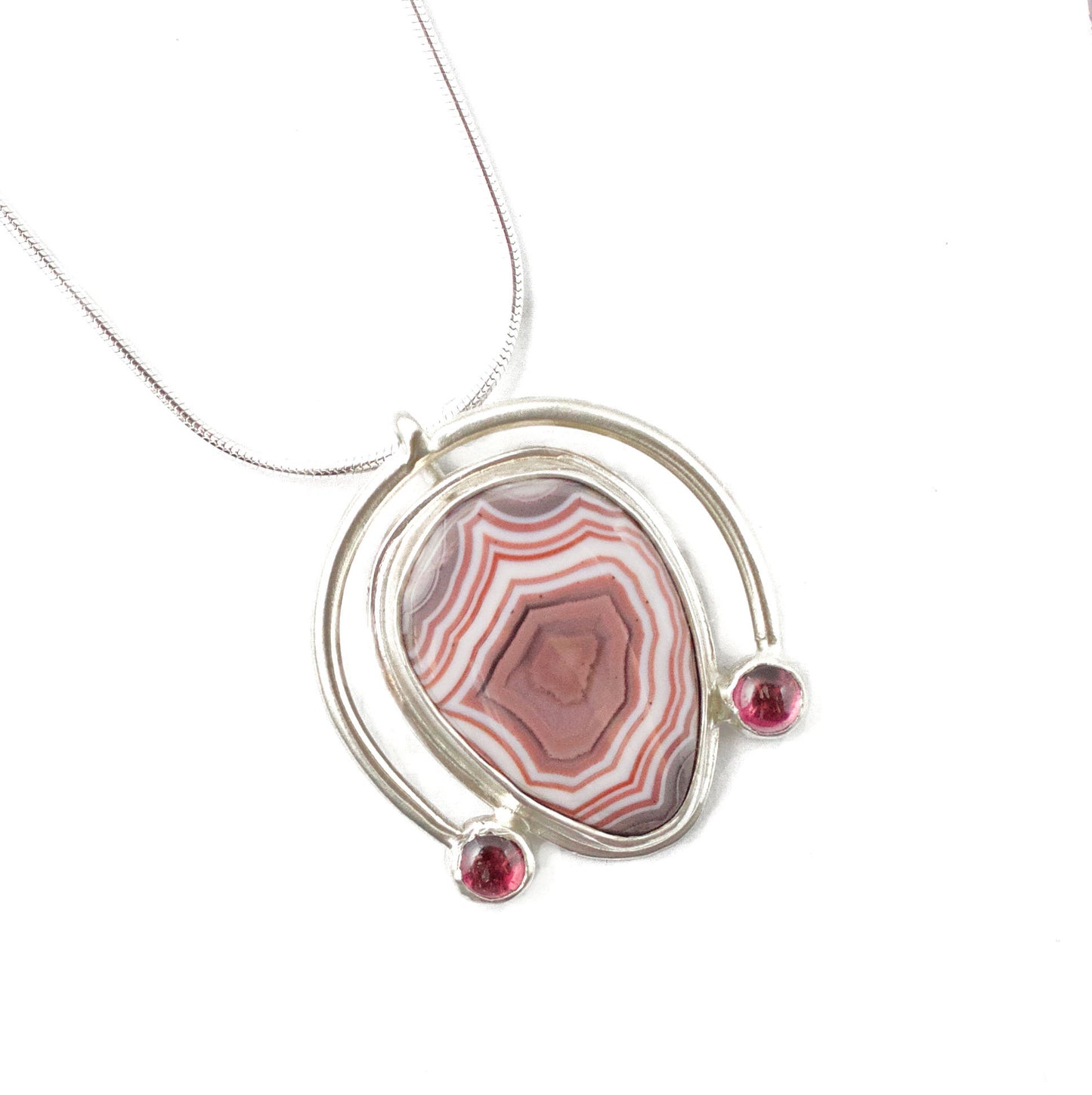 Wave Hill and Garnet Sterling Silver Pendant