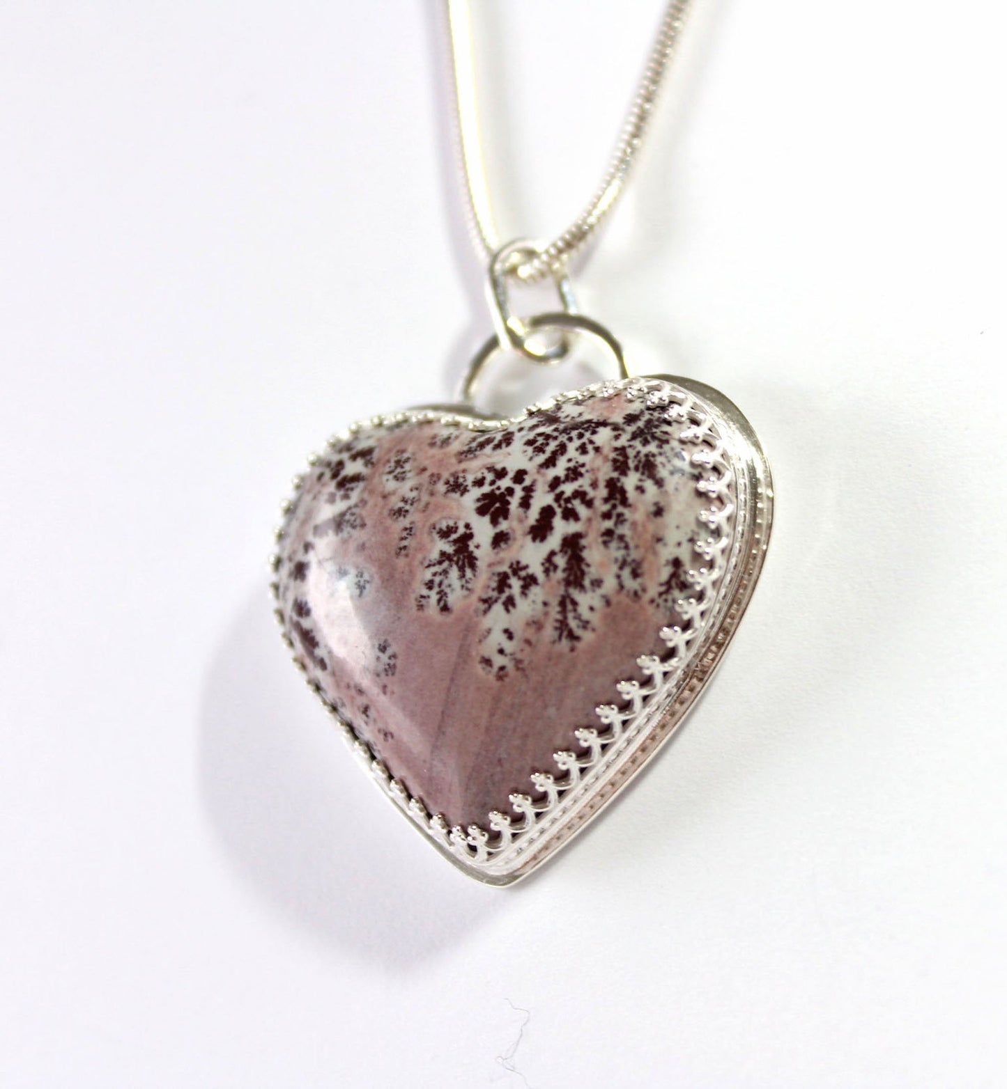 Pink Heart Sterling Silver Pendant