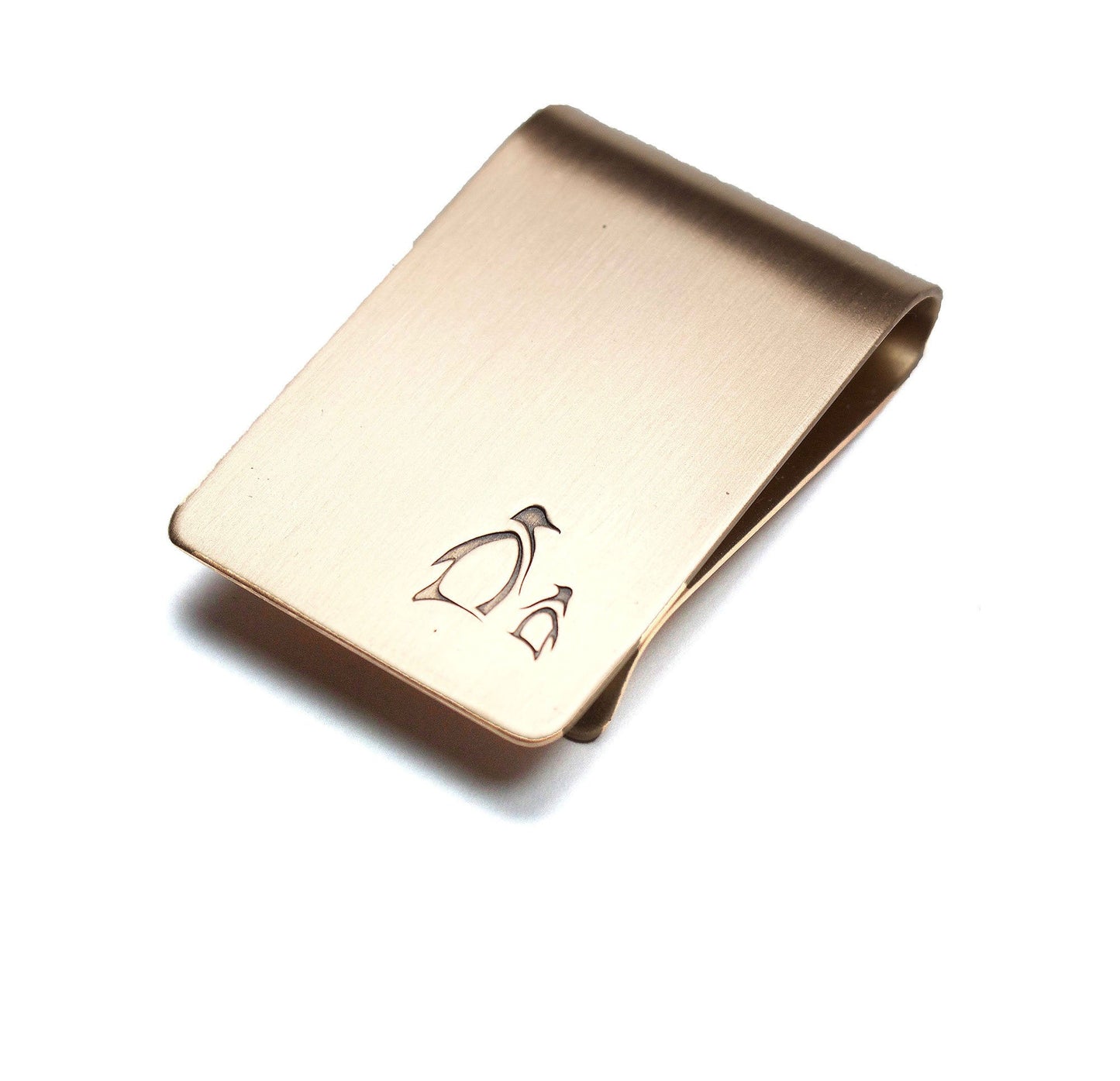 Penguin Parent and Child Bronze Money Clip