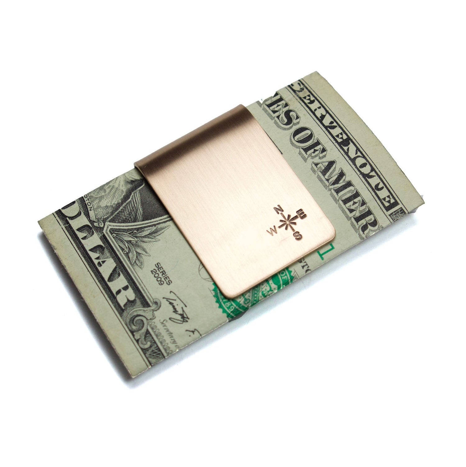 compass direction money clip metal handmade personalized