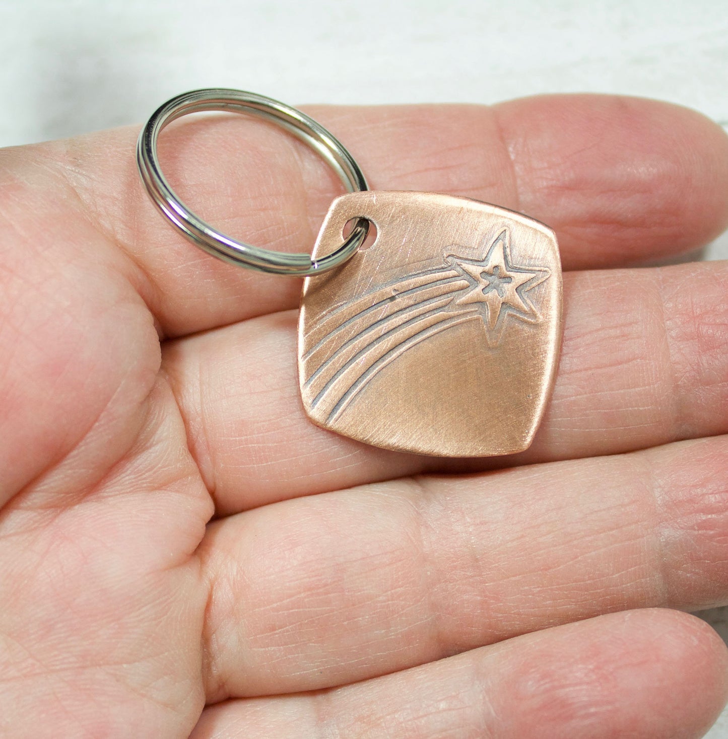 Shooting Star Copper Keychain Key