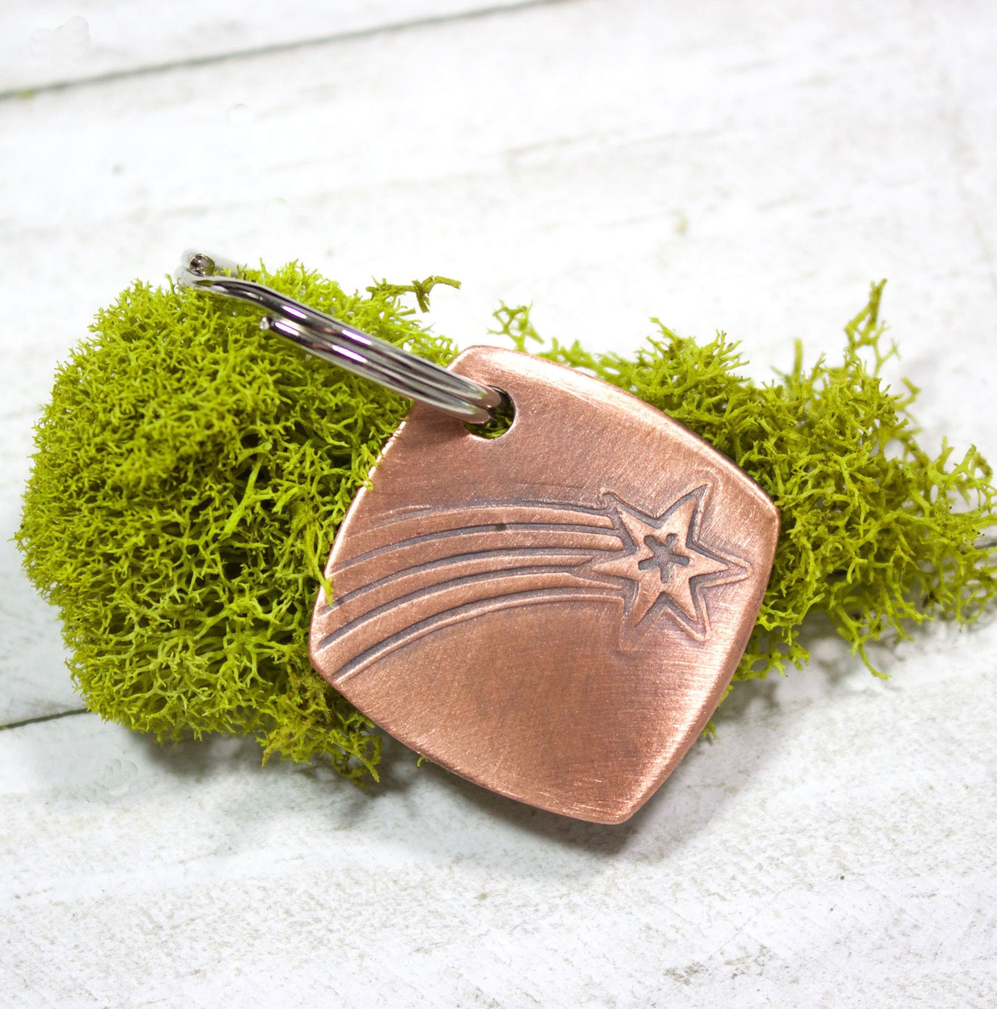 Shooting Star Copper Keychain Key