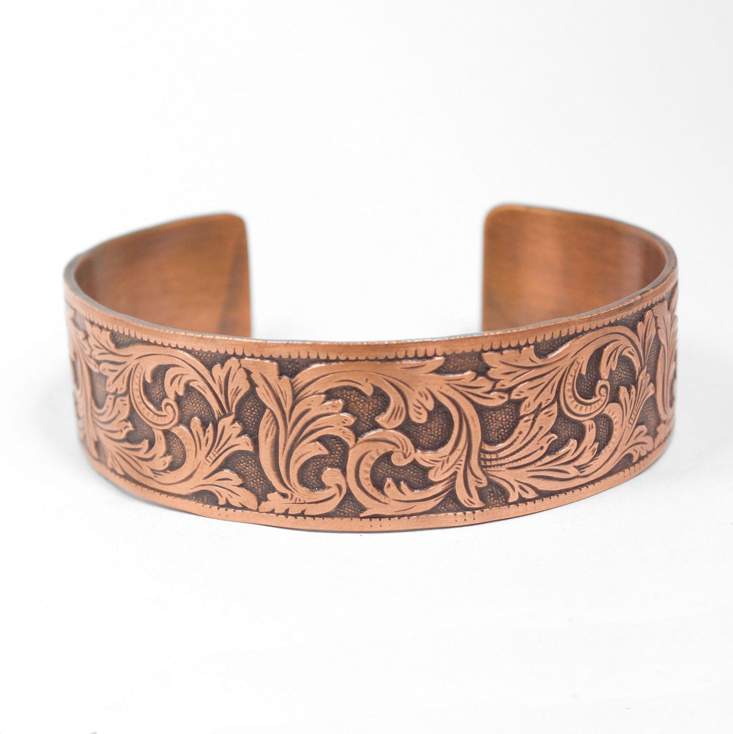 Flourish Pattern Copper Cuff Bracelet