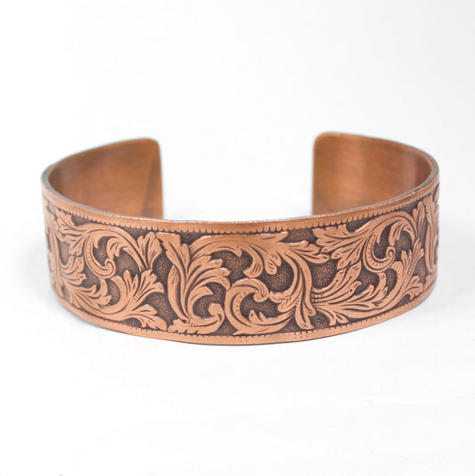 Flourish Pattern Copper Cuff Bracelet