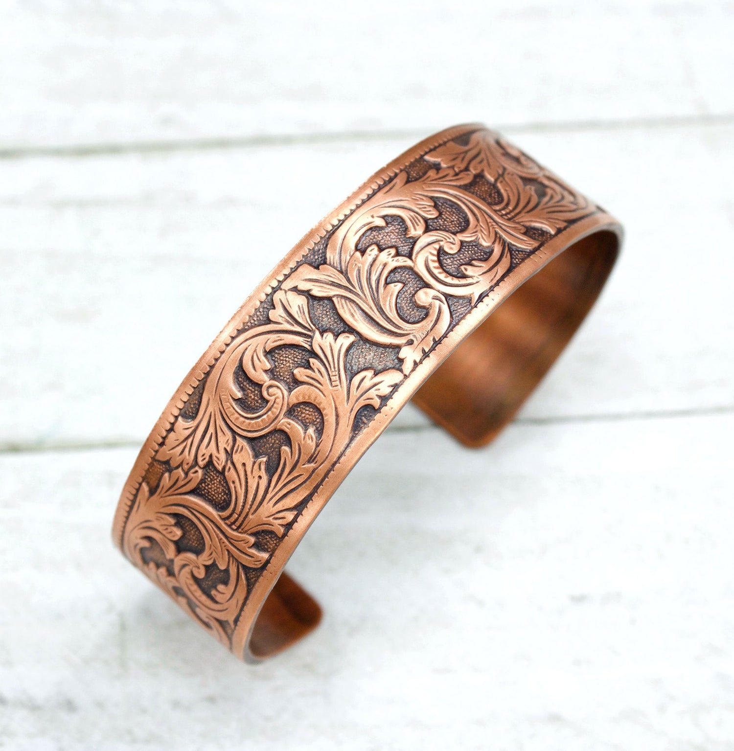 Flourish Pattern Copper Cuff Bracelet
