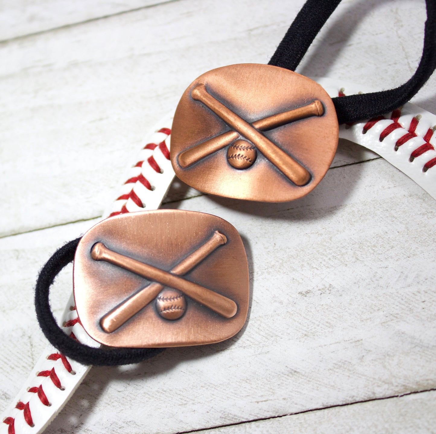 crossed baseball bats ponytail holder