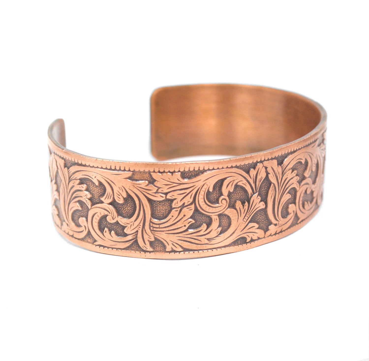 Flourish Pattern Copper Cuff Bracelet