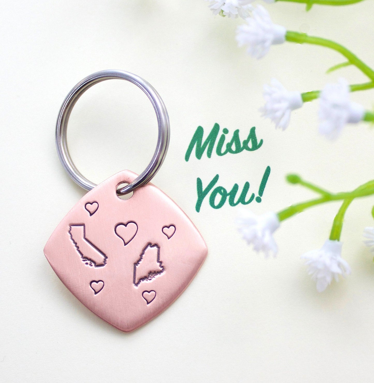 Keychain with two states and hearts