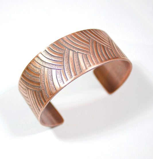 art deco arches copper cuff bracelet handmade vintage design