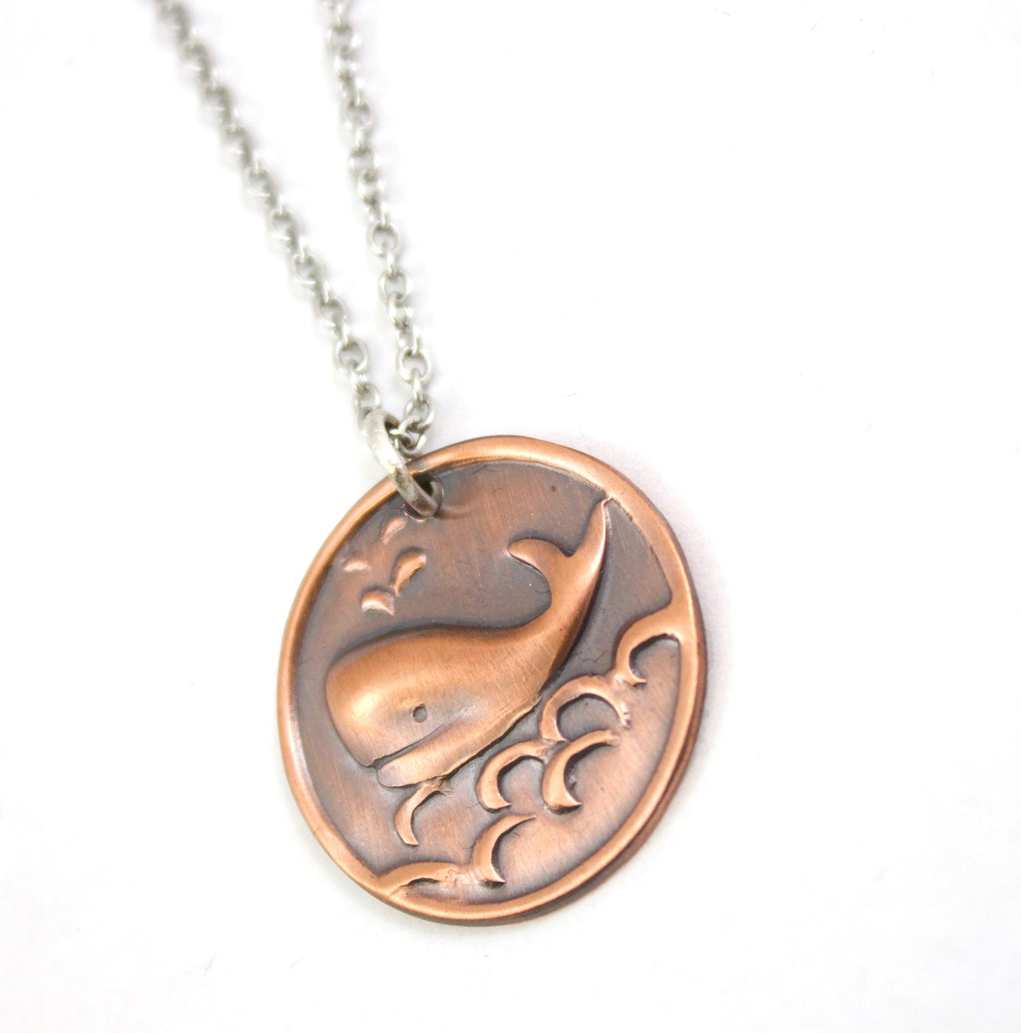 Happy Smiling Whale Pendant Copper Necklace