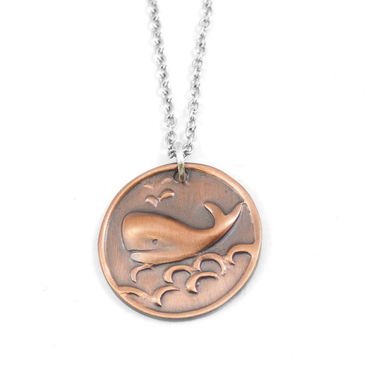 Happy Smiling Whale Pendant Copper Necklace