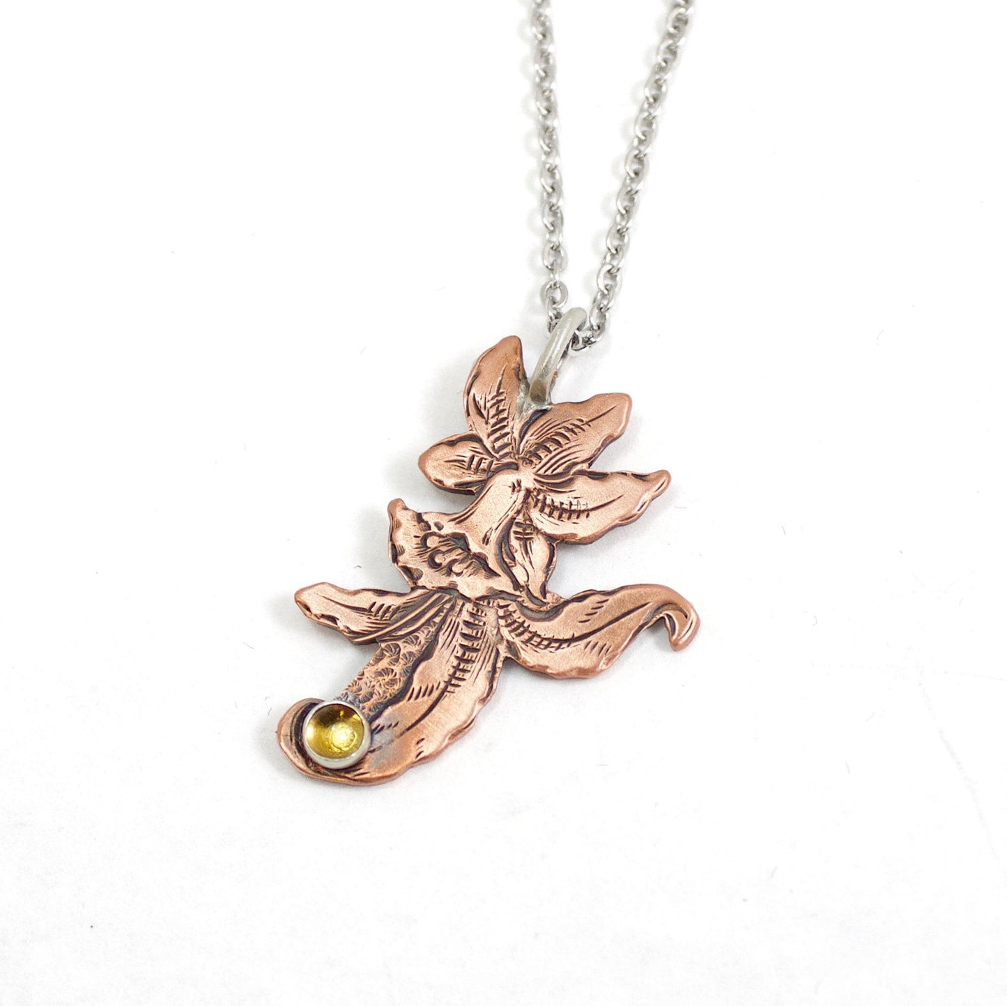 copper pendant daffodil citirine