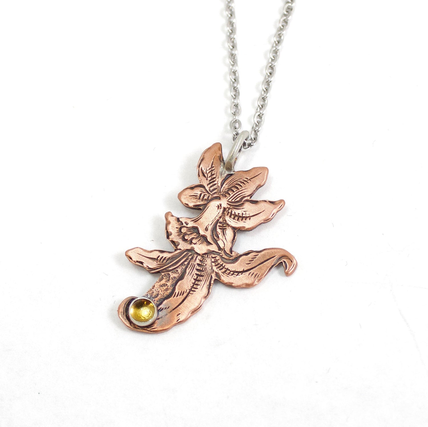 copper pendant daffodil citirine