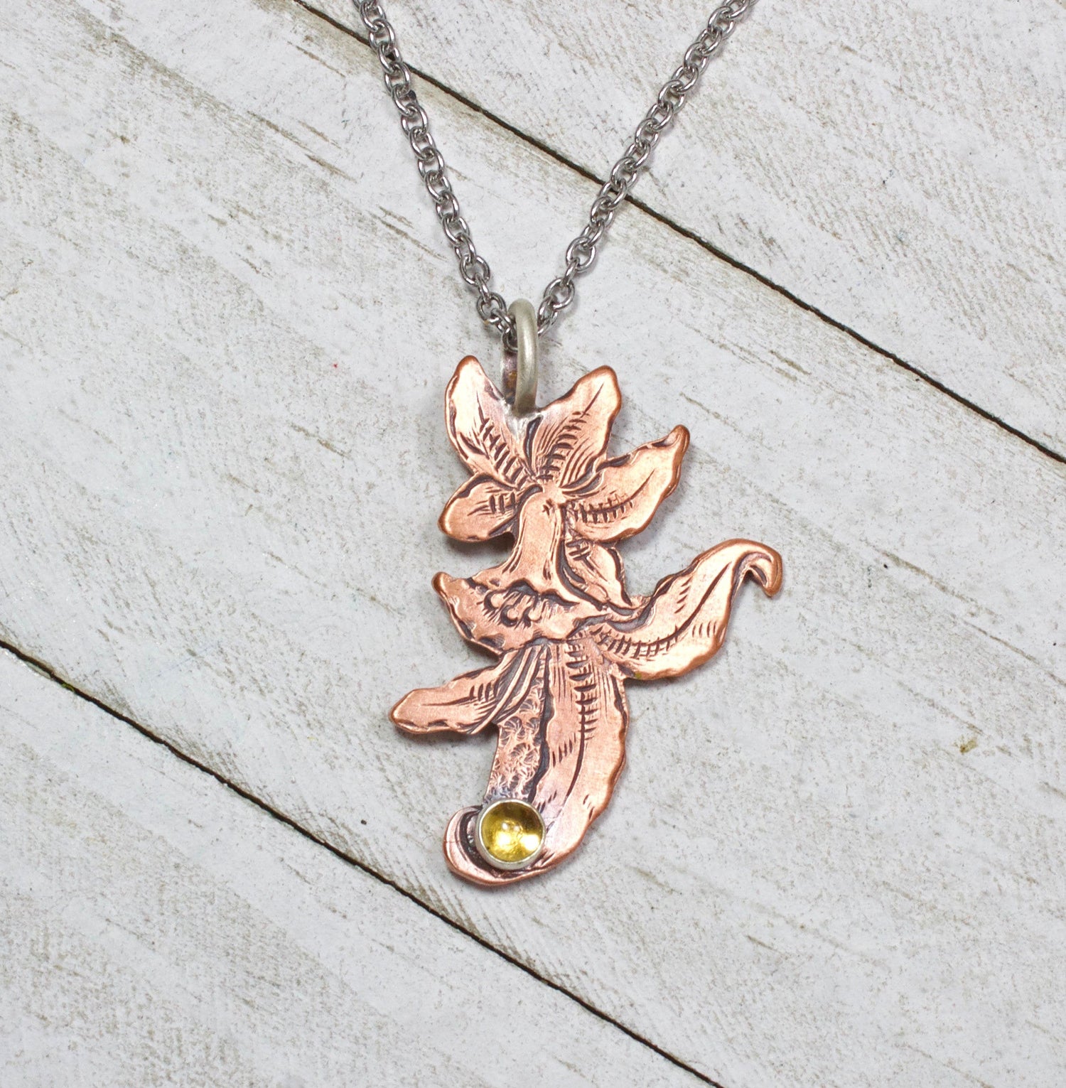 copper pendant daffodil citirine