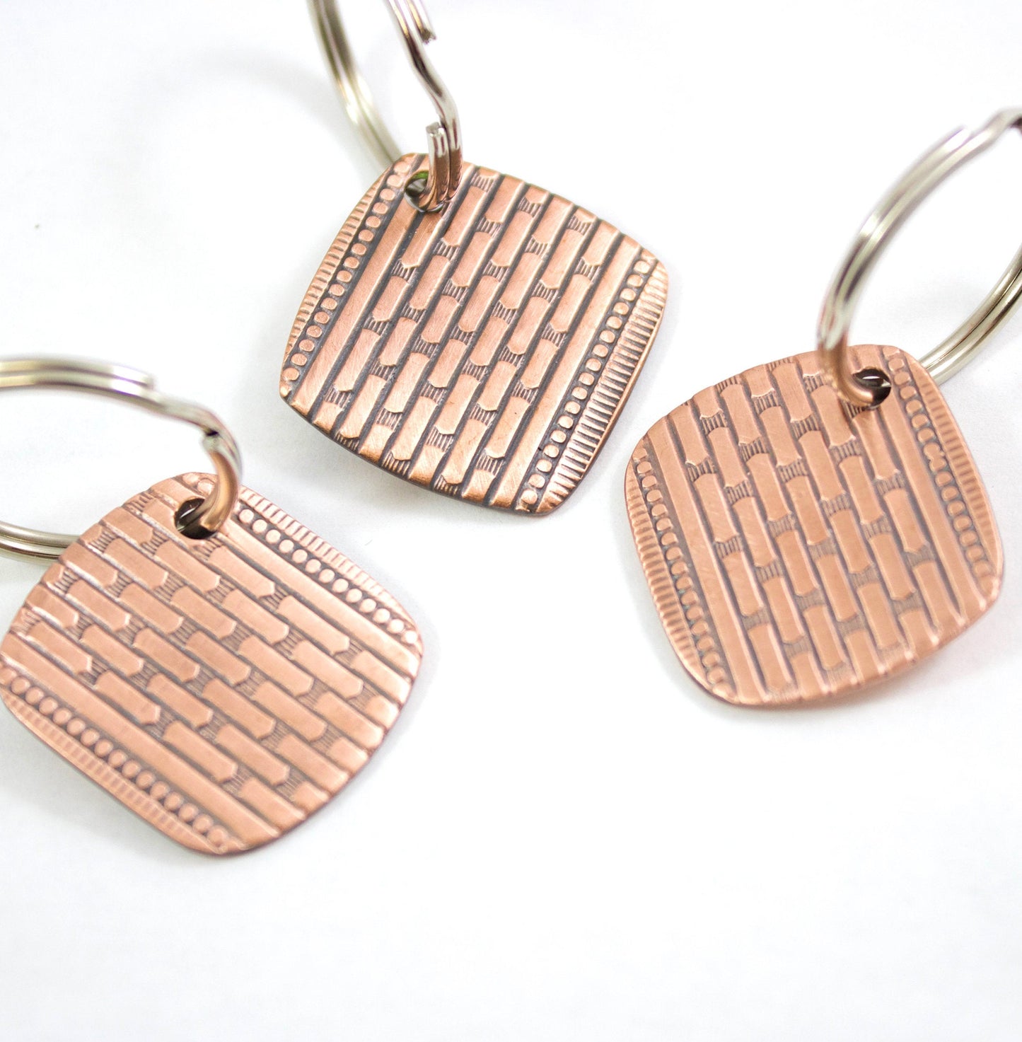copper brick pattern keychain