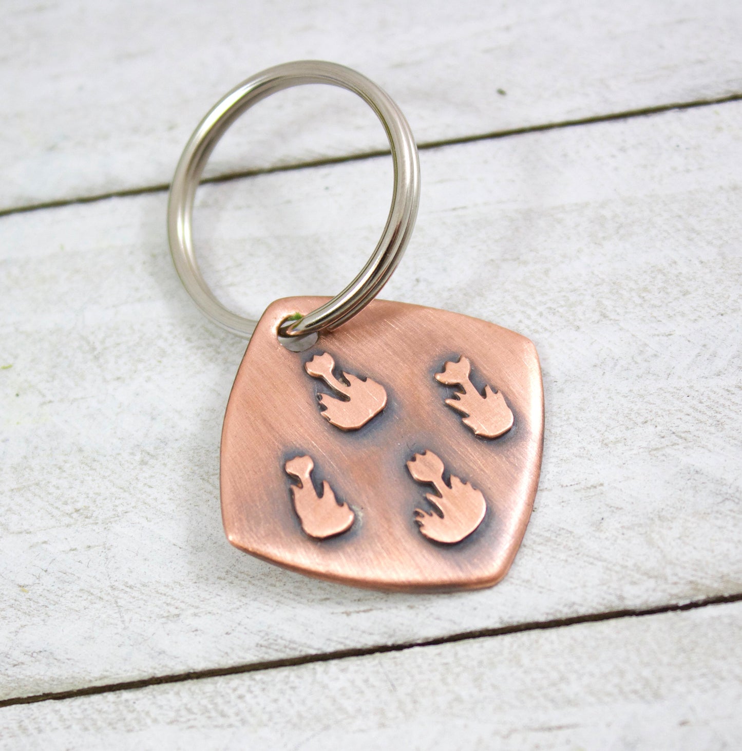 copper flowers keychain metal handmade