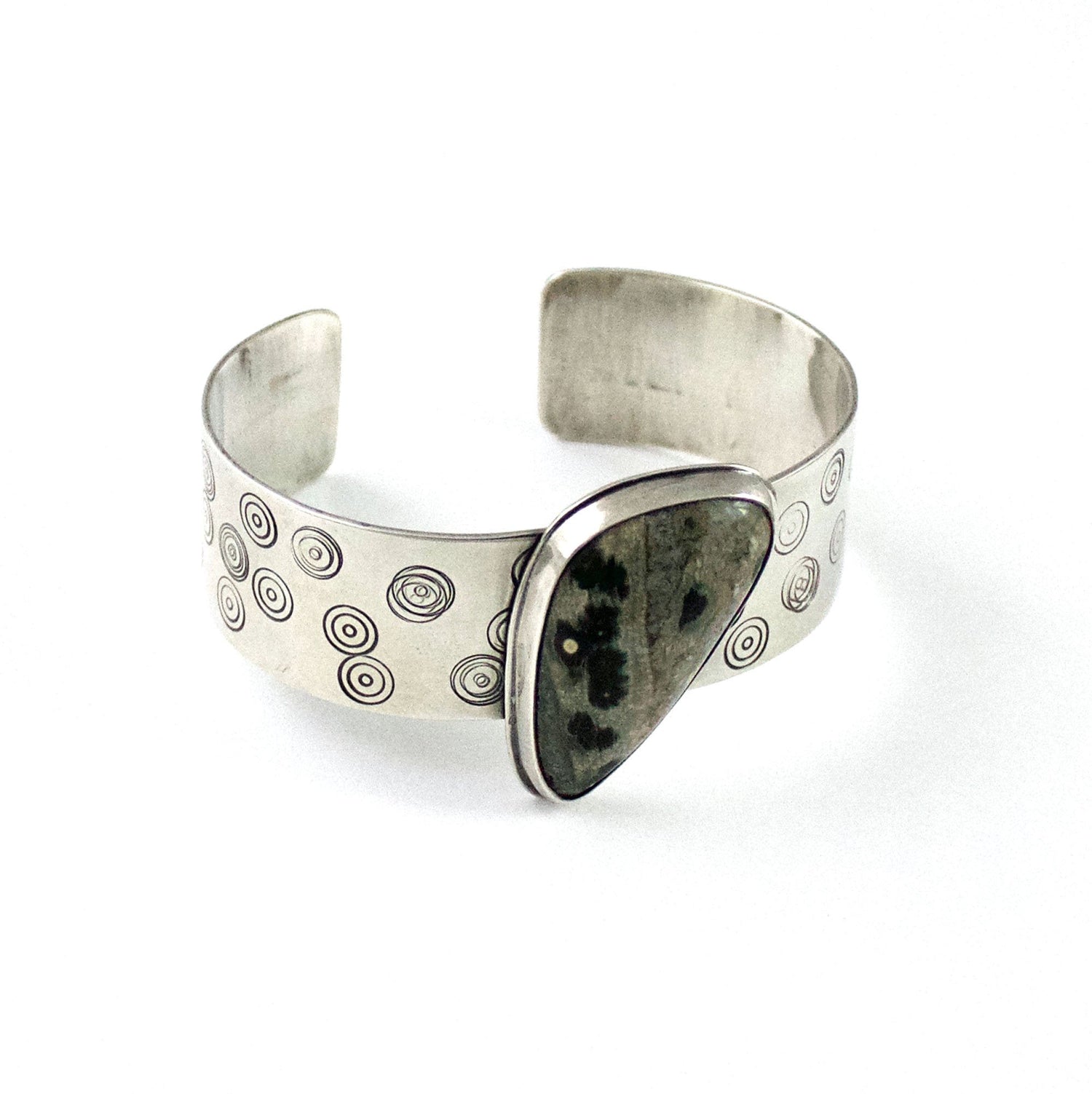 Ocean Jasper Circles Sterling Silver Cuff Bracelet