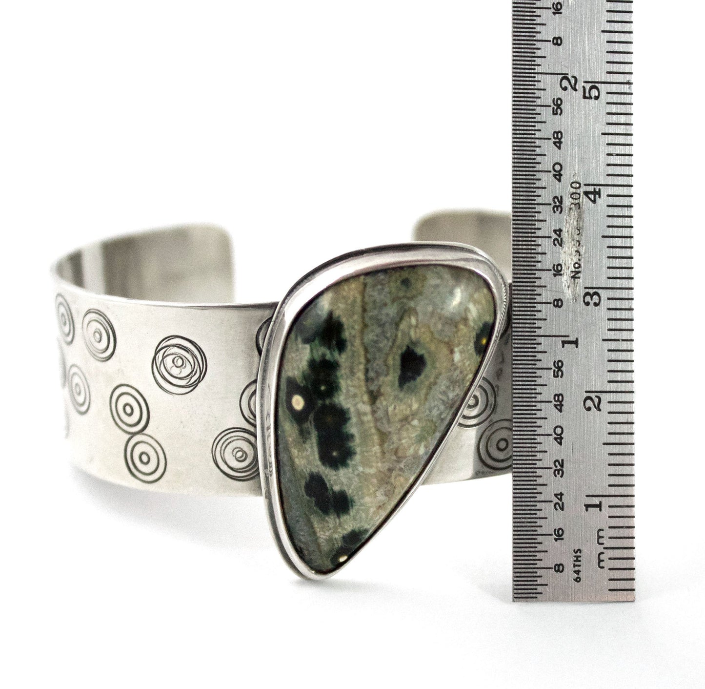 Ocean Jasper Circles Sterling Silver Cuff Bracelet