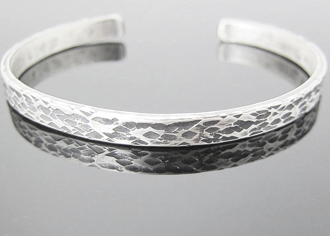 Sterling Silver Cuff Bracelet Hammered Texture