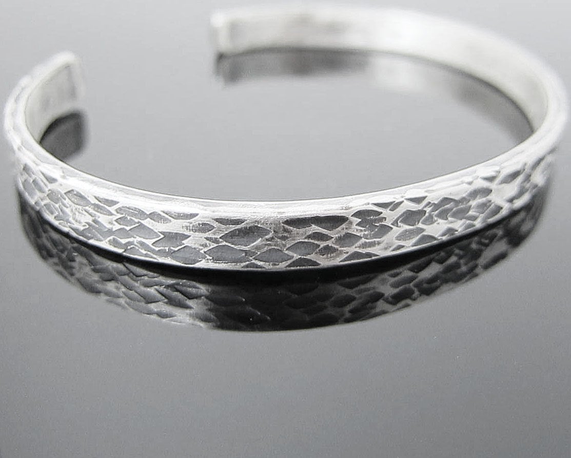 Sterling Silver Cuff Bracelet Hammered Texture