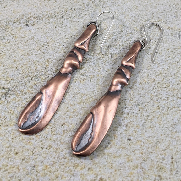 Lobster Claw Earrings in Copper Hennessey Jewelry
