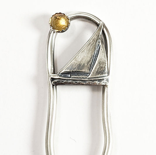 Sailing on a Sunny Day - Sailboat and Citrine Hair Fork